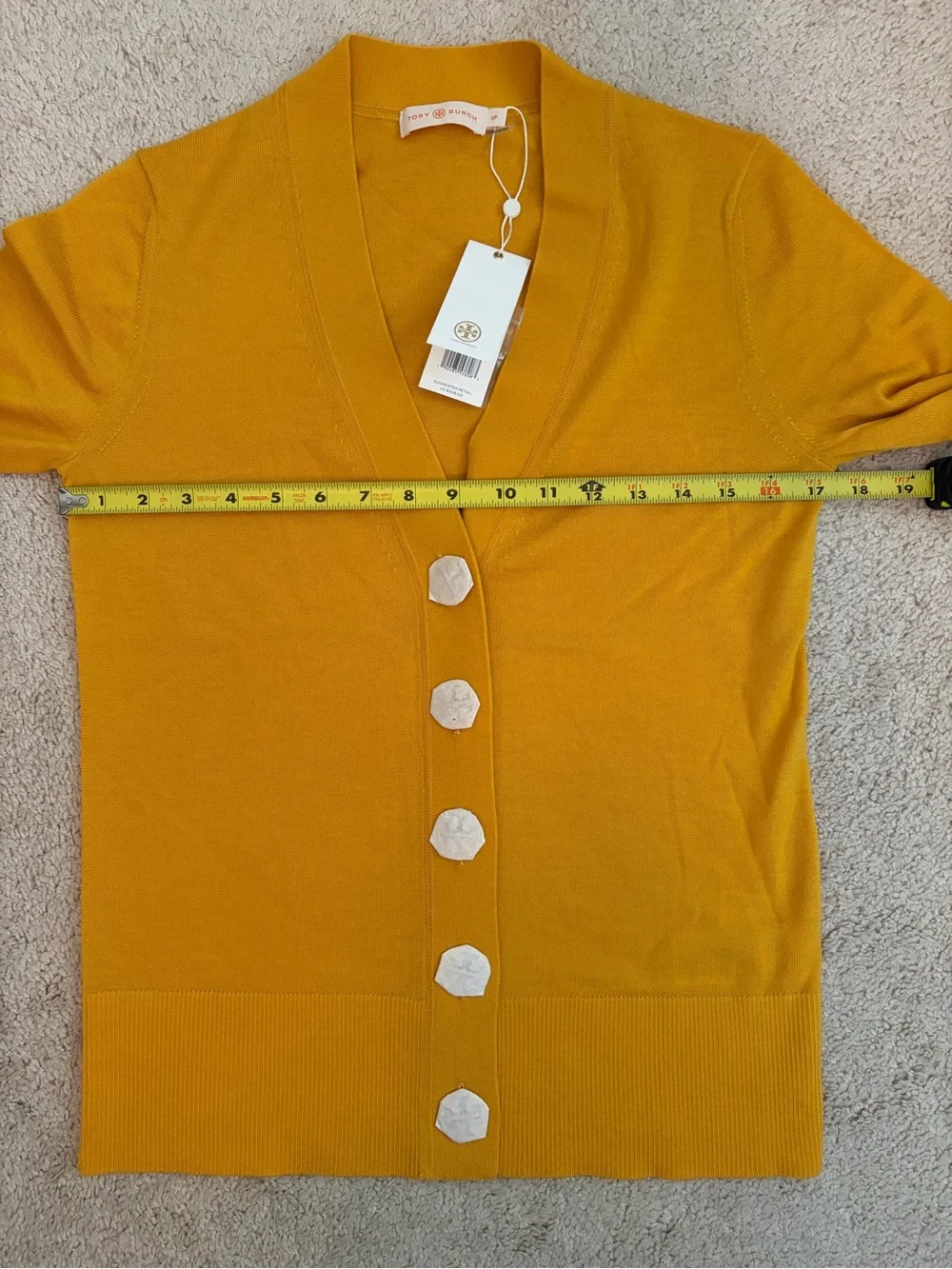 Tory Burch Simone Cardigan NWT Gold Crest Logo Buttons 100%‎ Wool Size Small